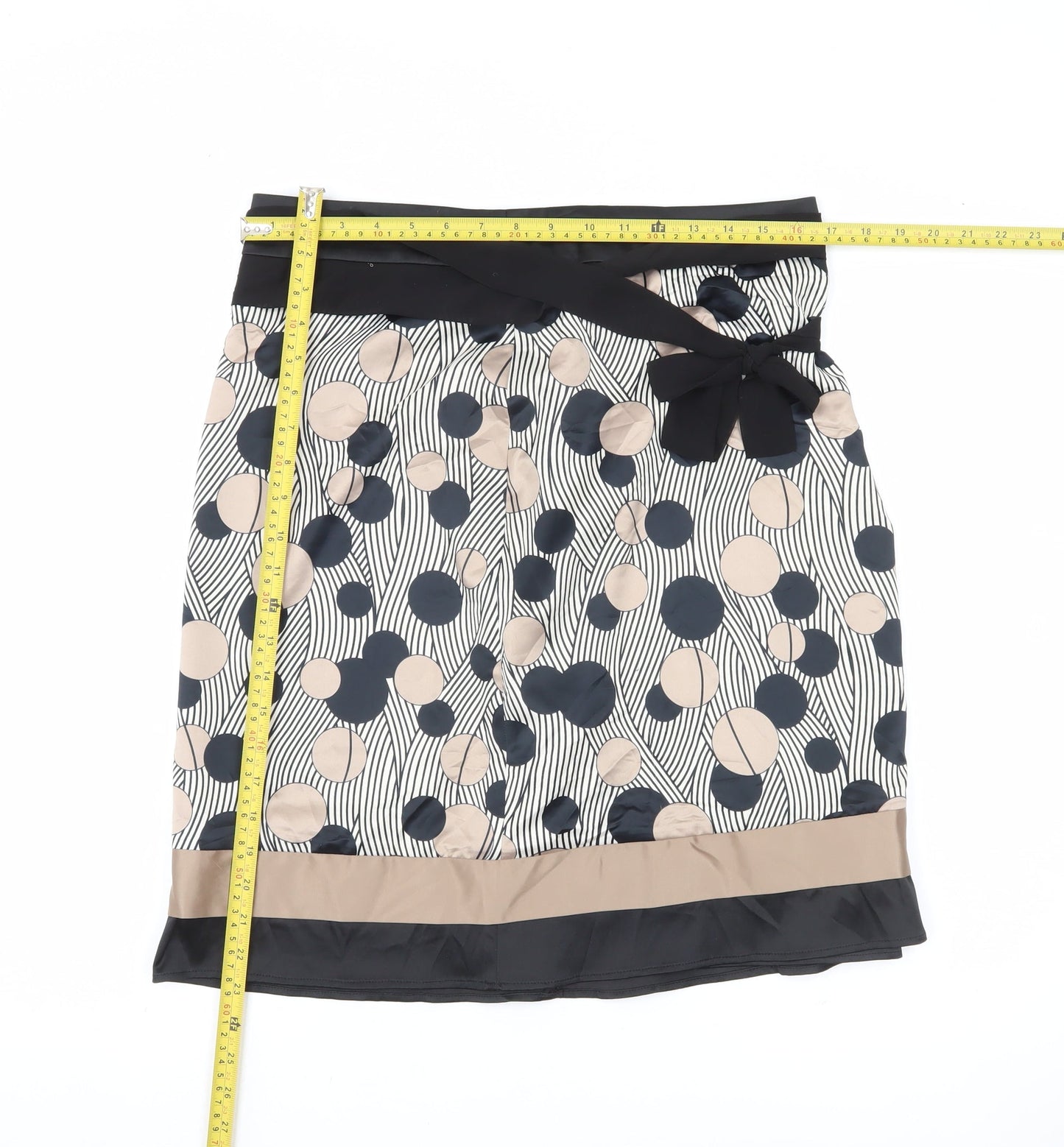 James Lakeland Women's Black Beige Polka Dot Pencil Skirt Size 14