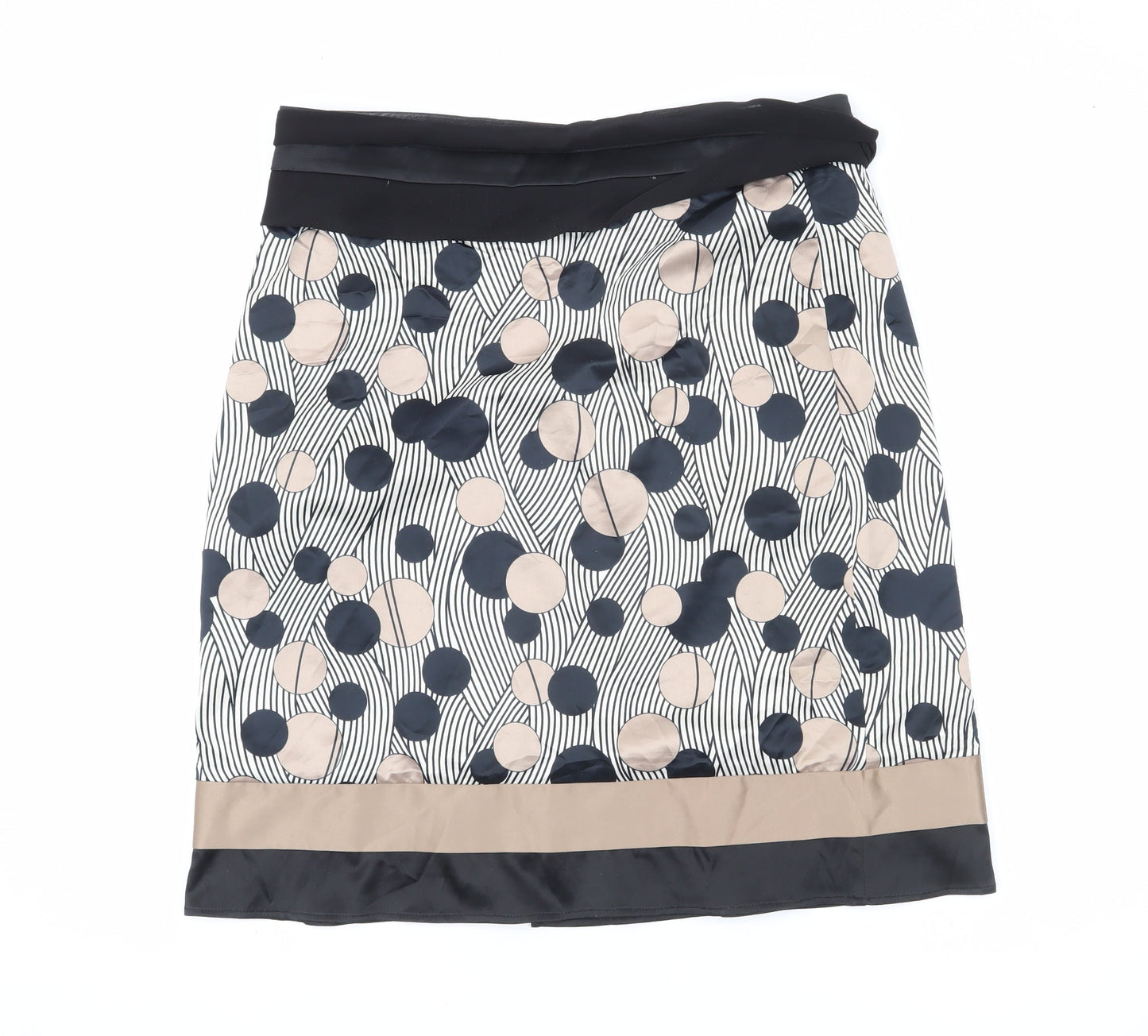 James Lakeland Women's Black Beige Polka Dot Pencil Skirt Size 14