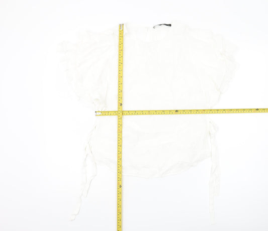 Womens UK Size M Zara Basic White Basic Blouse
