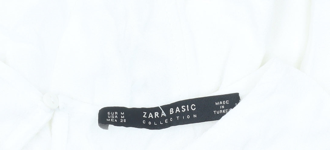 Womens UK Size M Zara Basic White Basic Blouse