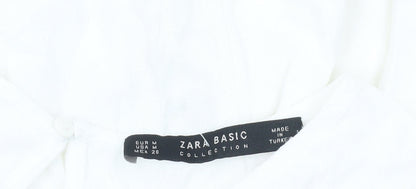 Womens UK Size M Zara Basic White Basic Blouse