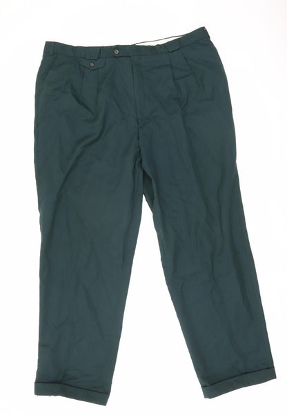 Oakman Men’s Green 42in Pleated Front Straight Leg Trousers