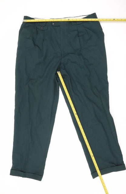 Oakman Men’s Green 42in Pleated Front Straight Leg Trousers