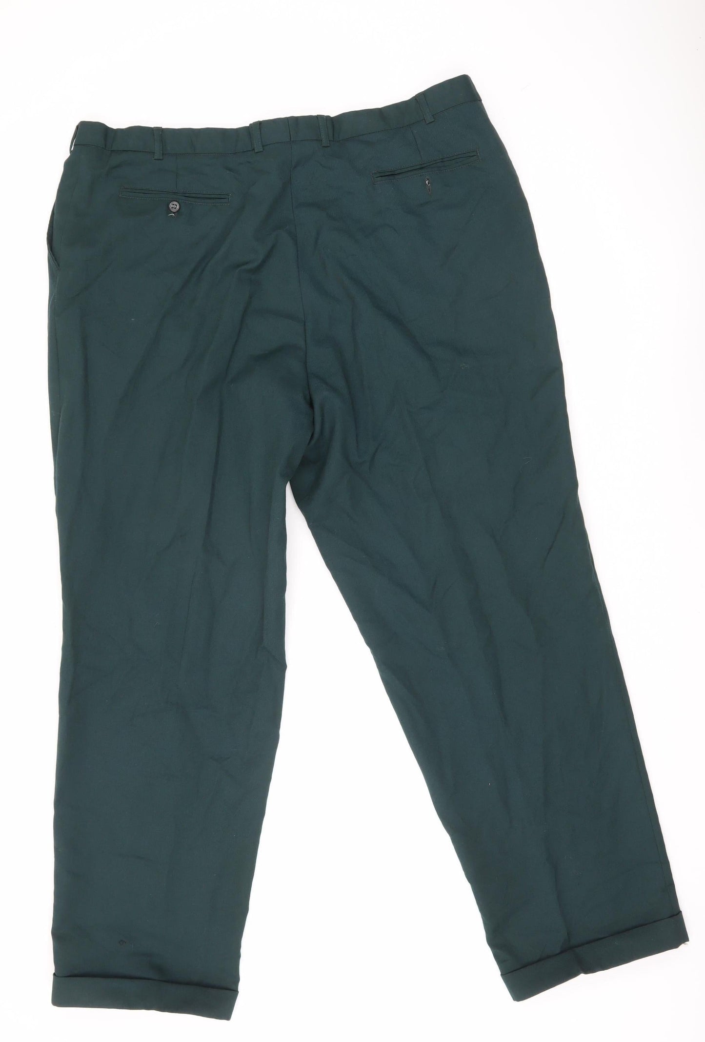 Oakman Men’s Green 42in Pleated Front Straight Leg Trousers