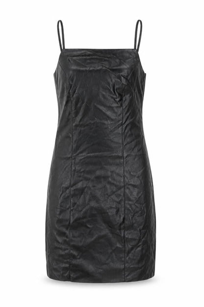 Topshop Women’s Black Faux Leather Slip Dress UK 8 Partywear