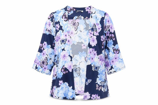 BHS Women’s Petite Multicoloured Butterfly Floral Kimono Blouse Size 12
