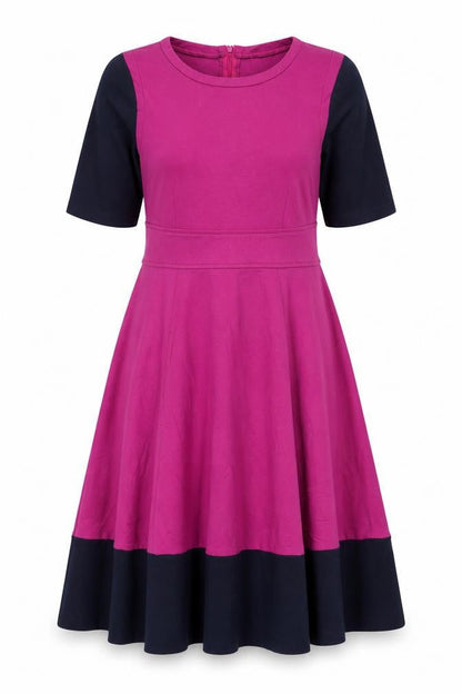 John Lewis Women’s Pink Colourblock Fit & Flare Dress Size 12