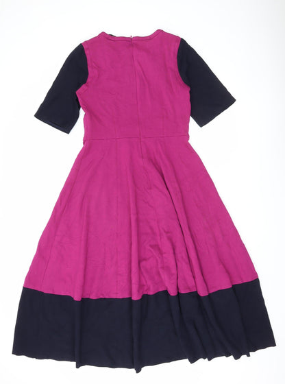 John Lewis Women’s Pink Colourblock Fit & Flare Dress Size 12