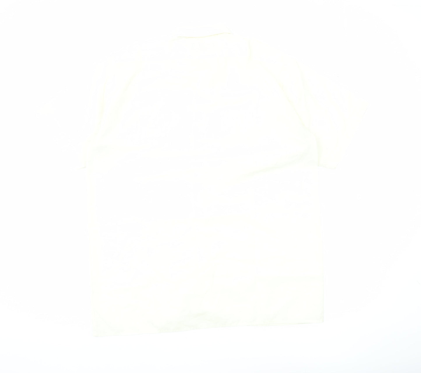EXCELLENT Mens Ivory Short Sleeve Button-Up Shirt L Summer Casual