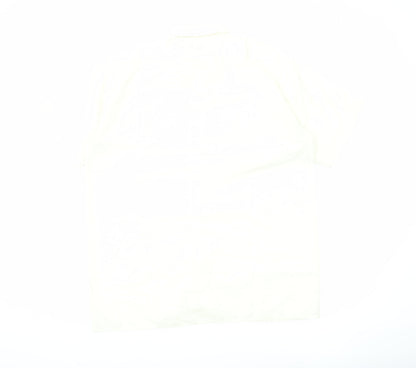 EXCELLENT Mens Ivory Short Sleeve Button-Up Shirt L Summer Casual