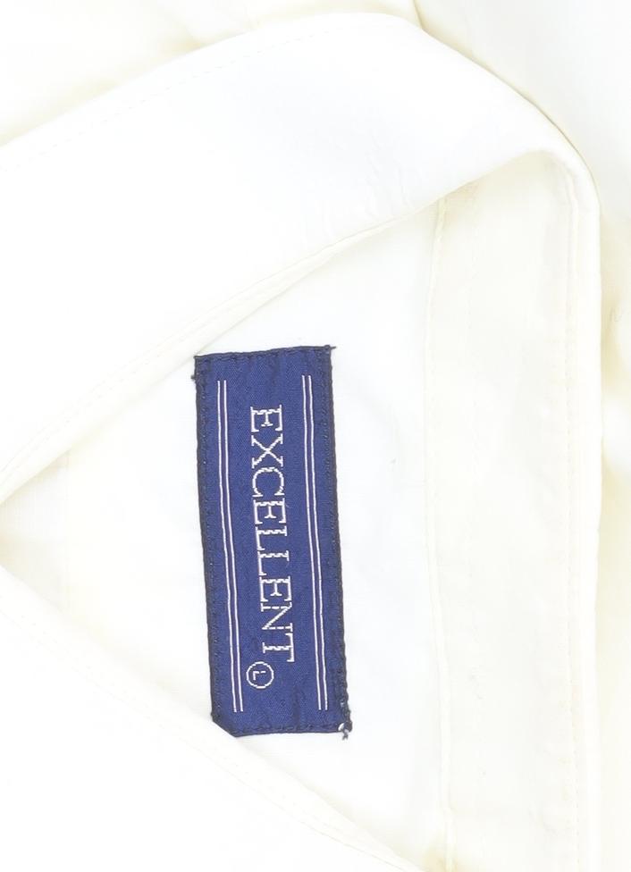 EXCELLENT Mens Ivory Short Sleeve Button-Up Shirt L Summer Casual