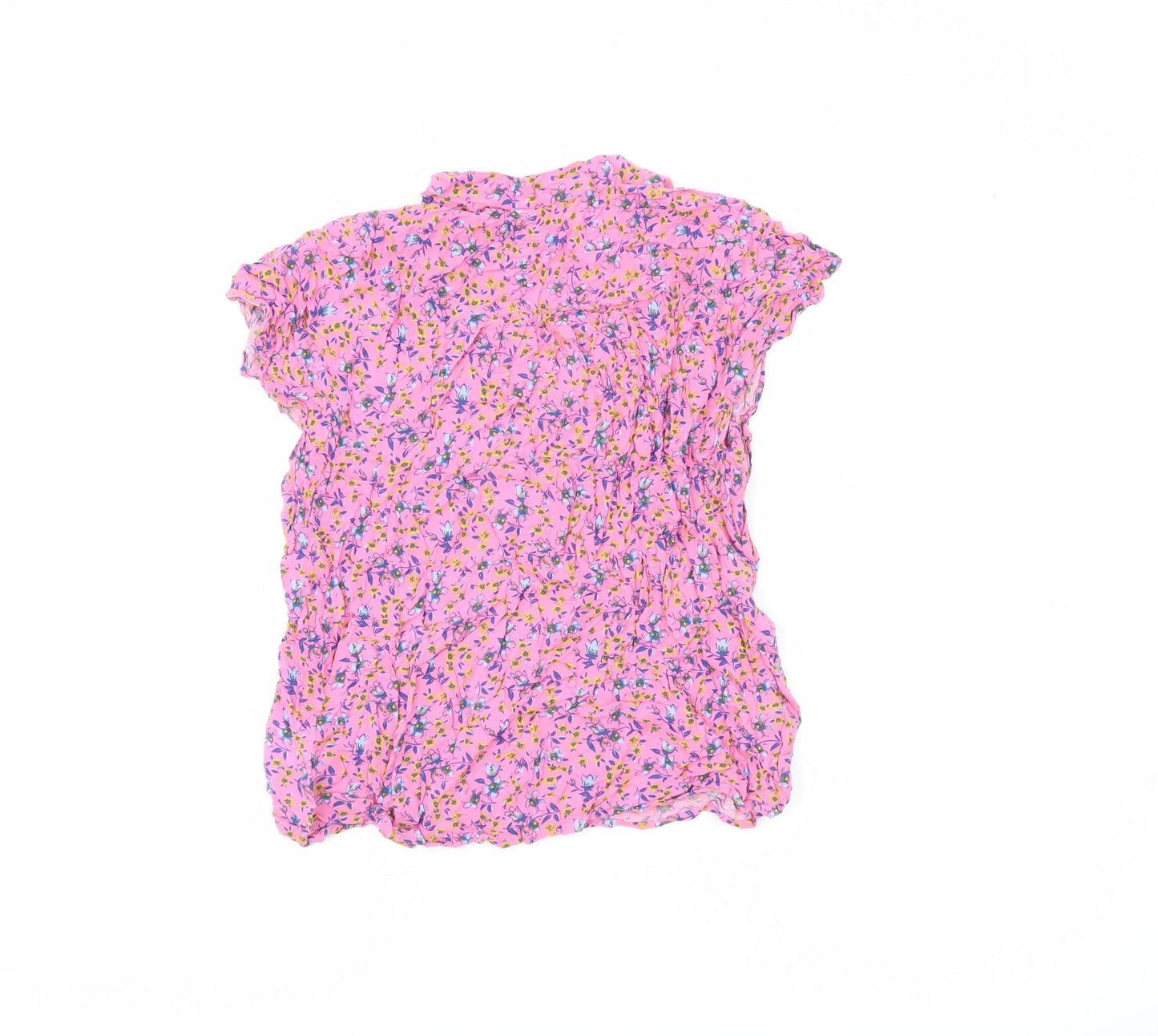 GAP Women’s Pink Floral V-Neck Tunic Blouse - Size M, Short Sleeve