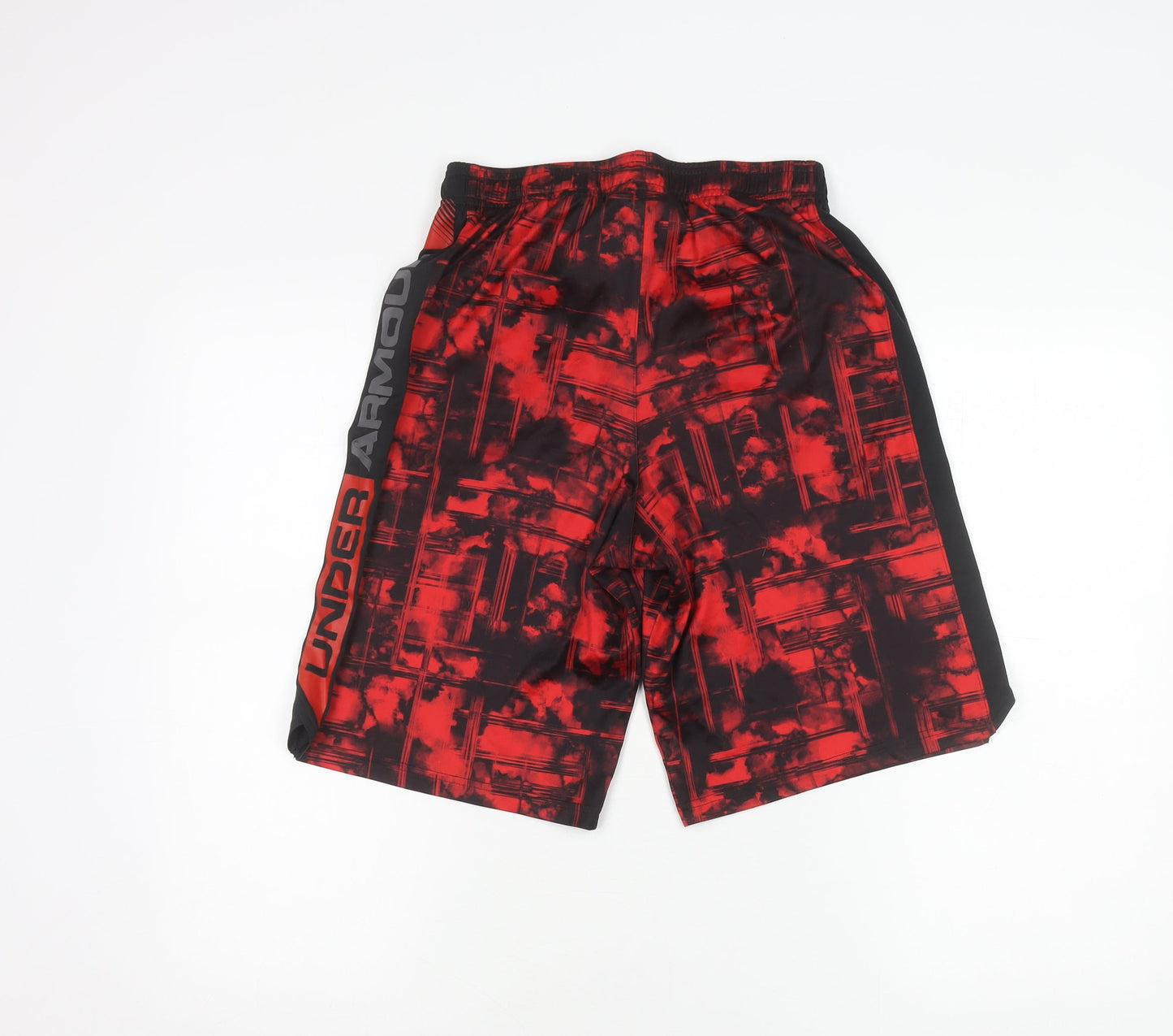 Under Armour Boys Red Athletic Shorts L Elastic Waist Mesh Sports