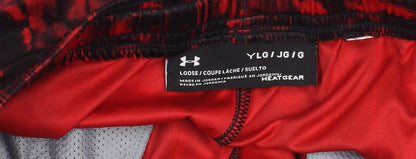 Under Armour Boys Red Athletic Shorts L Elastic Waist Mesh Sports