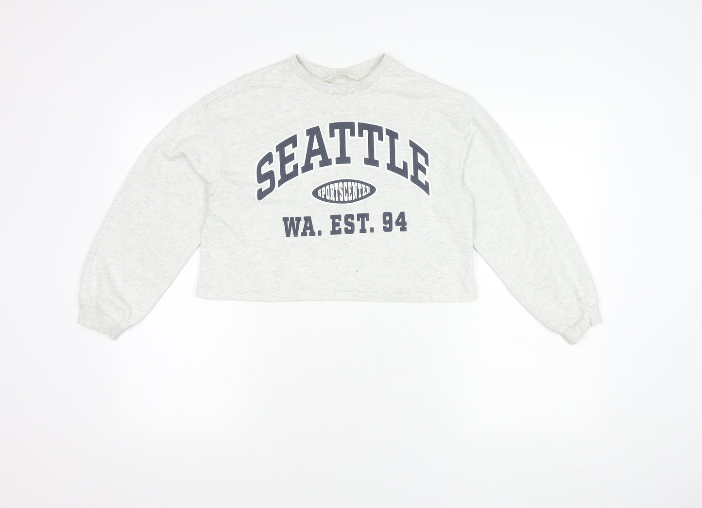 H&M Girls Grey Seattle Print Pullover Sweatshirt - 11 Years