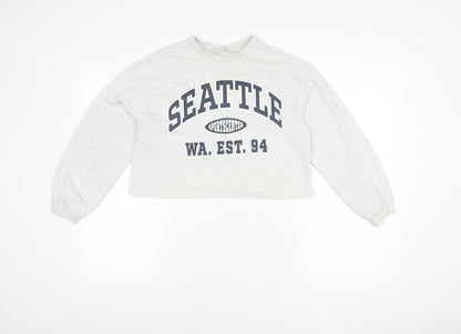 H&M Girls Grey Seattle Print Pullover Sweatshirt - 11 Years