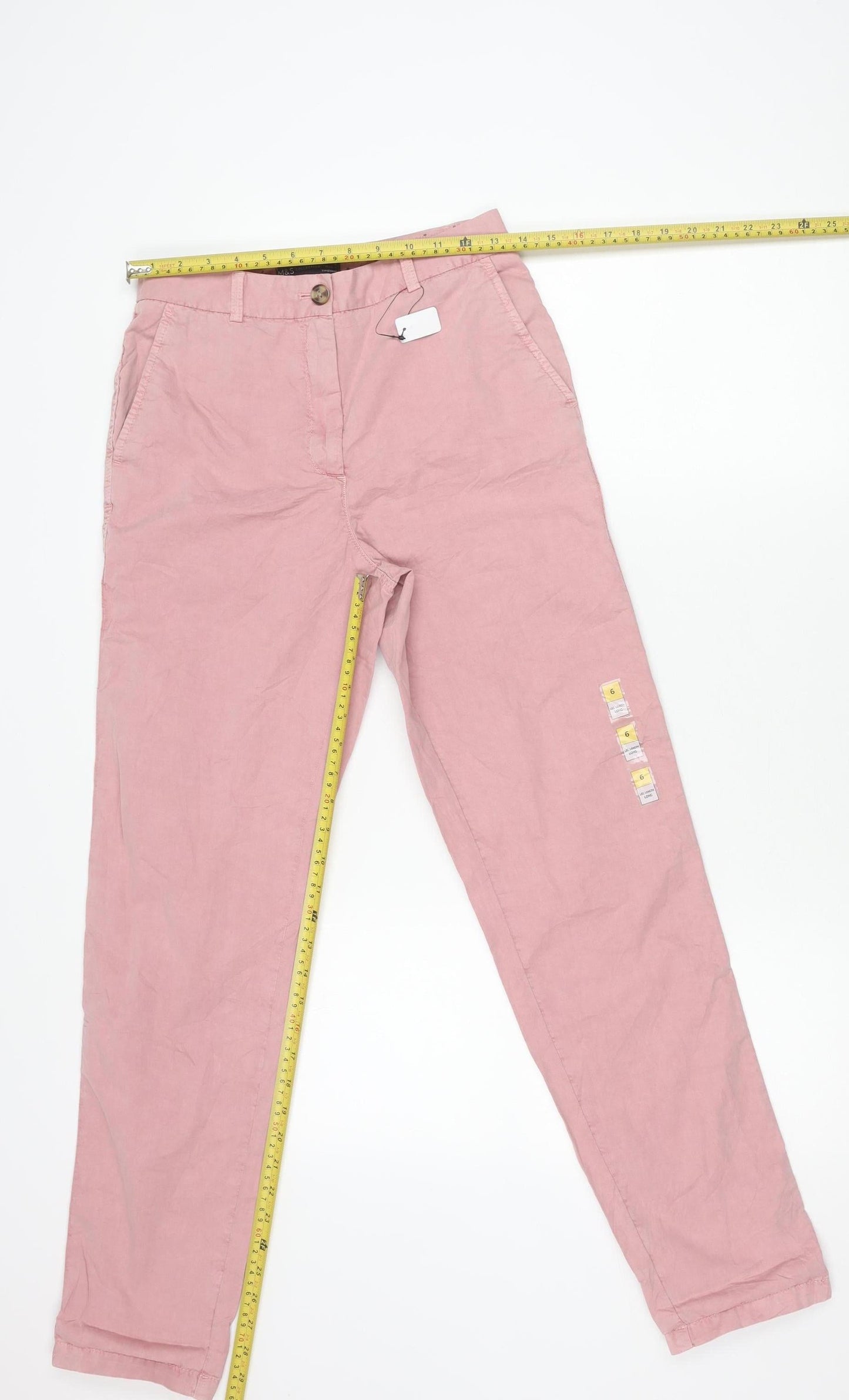 Womens UK Size 6 Marks and Spencer Regular Fit Chino Pink Trousers