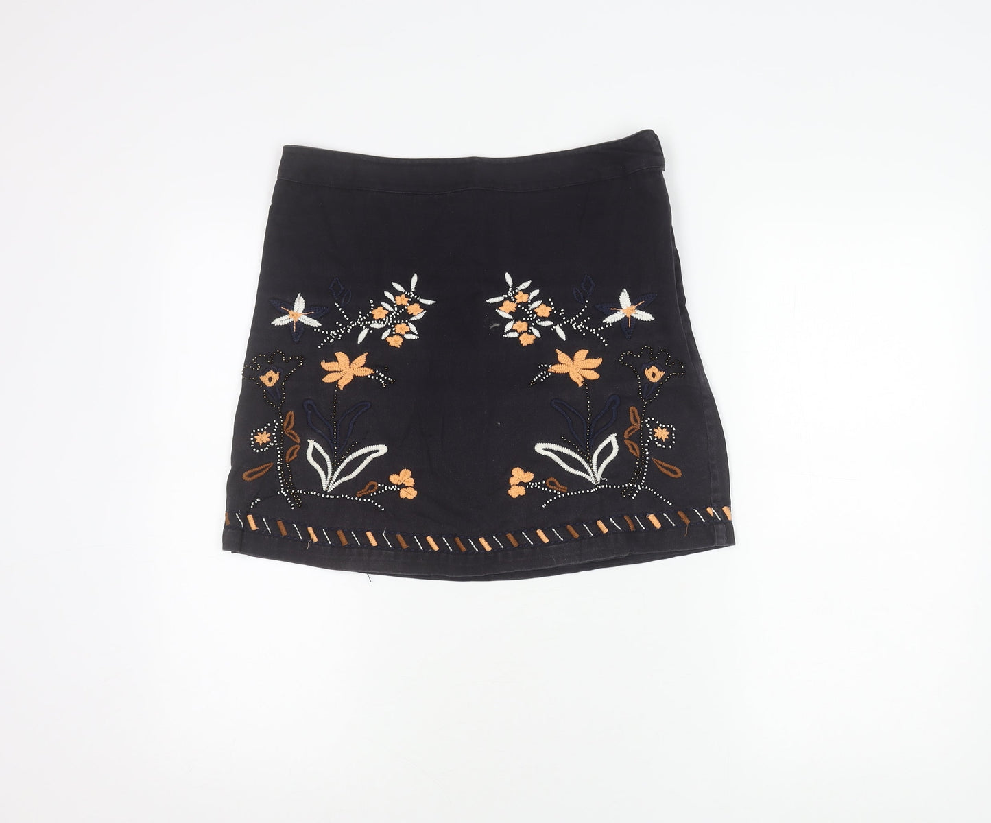 Marks and Spencer Women’s Black Floral Embroidered Short Pencil Skirt Size 10