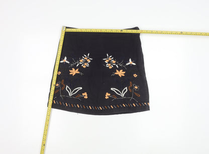 Marks and Spencer Women’s Black Floral Embroidered Short Pencil Skirt Size 10
