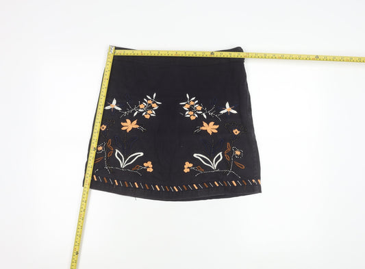 Marks and Spencer Women’s Black Floral Embroidered Short Pencil Skirt Size 10