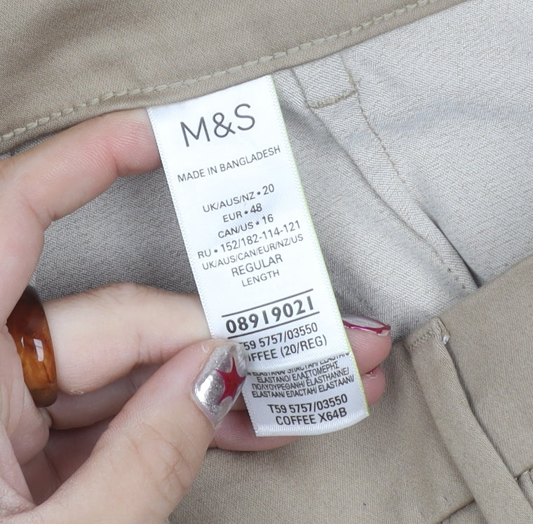 Marks and Spencer Men's Beige Chino Trousers Size 20 Regular Fit