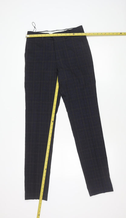 Marks and Spencer Men's Navy Check Slim Fit Trousers 28x33