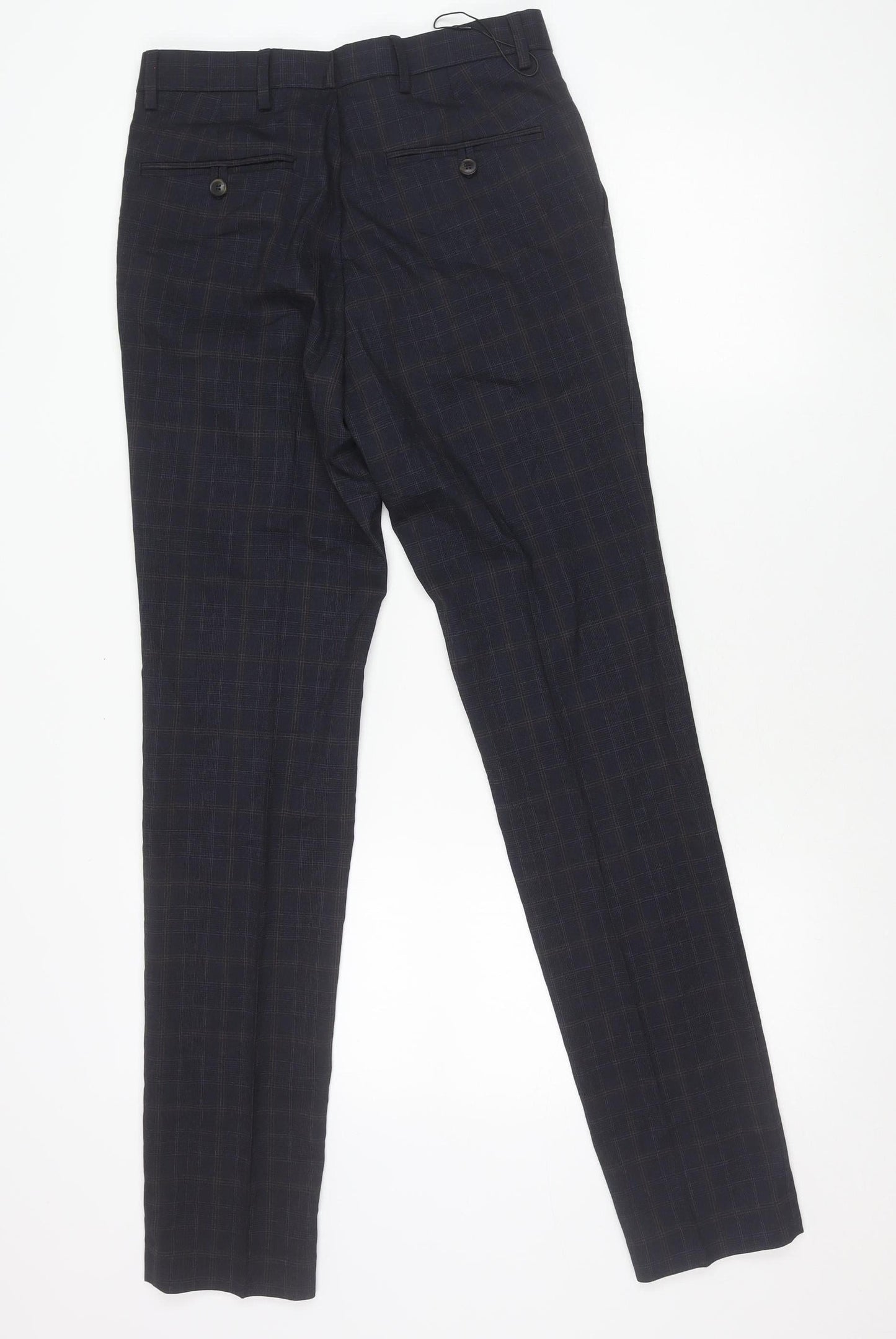 Marks and Spencer Men's Navy Check Slim Fit Trousers 28x33