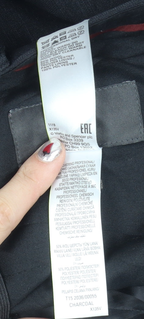 Marks and Spencer Men's Black Wool Blend Dress Trousers 38W 31L Regular