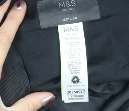 Marks and Spencer Men's Black Wool Blend Dress Trousers 38W 31L Regular
