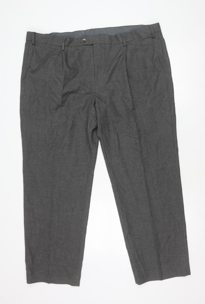 Marks and Spencer Men’s Grey Regular Fit Dress Trousers 44W 29L