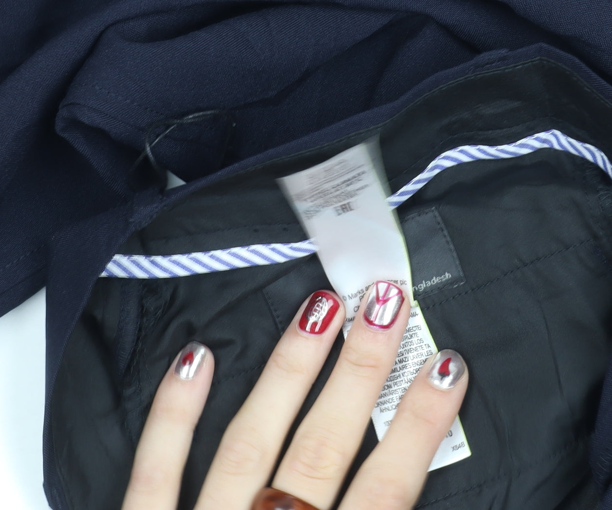 Marks and Spencer Men's Blue Slim Fit Business Trousers 26W 33L