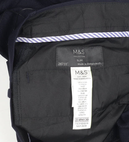 Marks and Spencer Men's Blue Slim Fit Business Trousers 26W 33L