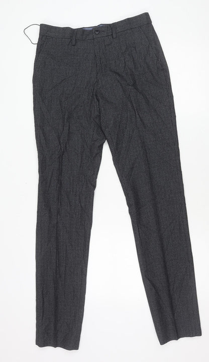 Marks and Spencer Men’s Grey Check Slim Fit Trousers 30x33