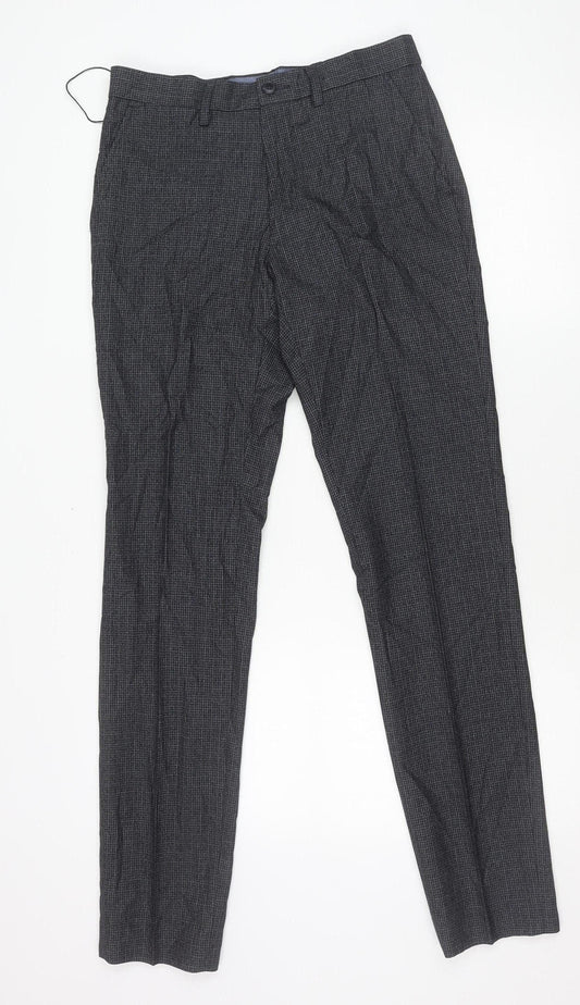 Marks and Spencer Men’s Grey Check Slim Fit Trousers 30x33