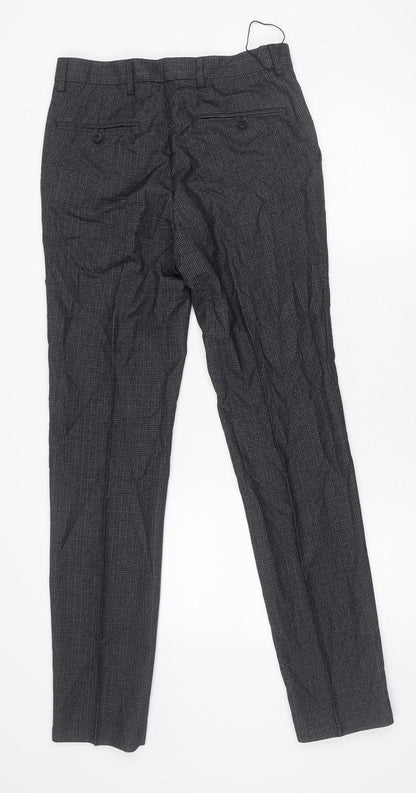 Marks and Spencer Men’s Grey Check Slim Fit Trousers 30x33