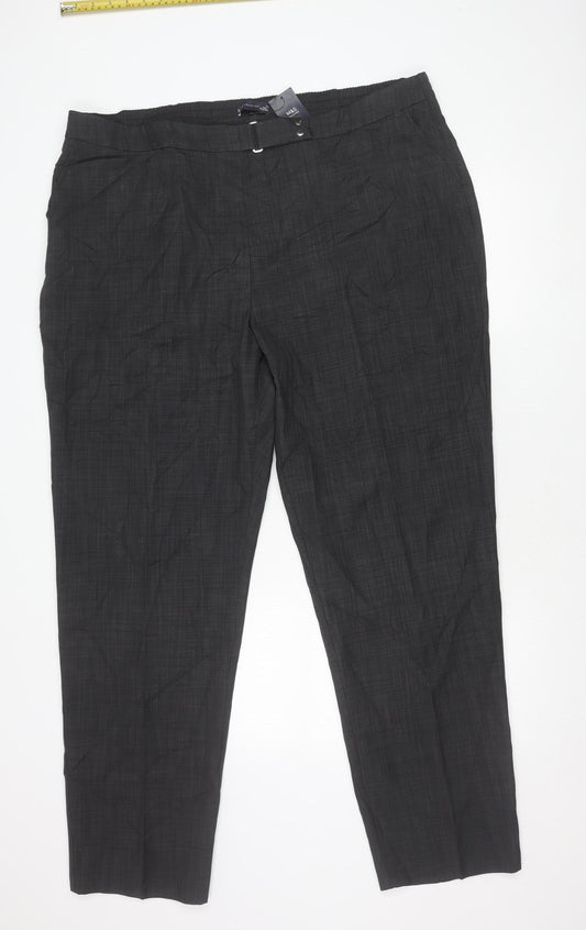 Marks and Spencer Men's Grey Check 24in Waist Straight Trousers