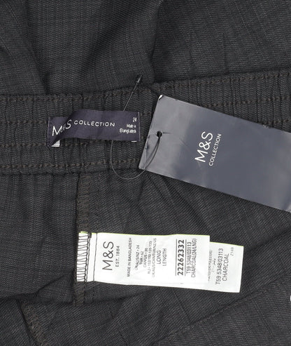 Marks and Spencer Men's Grey Check 24in Waist Straight Trousers