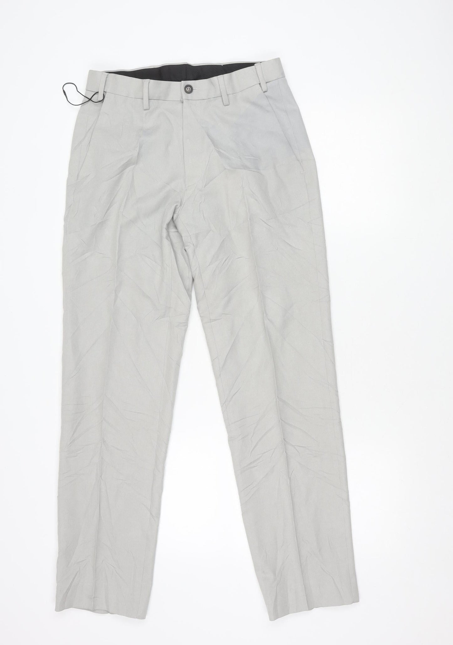 Marks and Spencer Men's Grey 30in Waist 31in Leg Regular Fit Chino Trousers