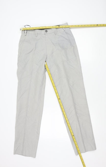 Marks and Spencer Men's Grey 30in Waist 31in Leg Regular Fit Chino Trousers