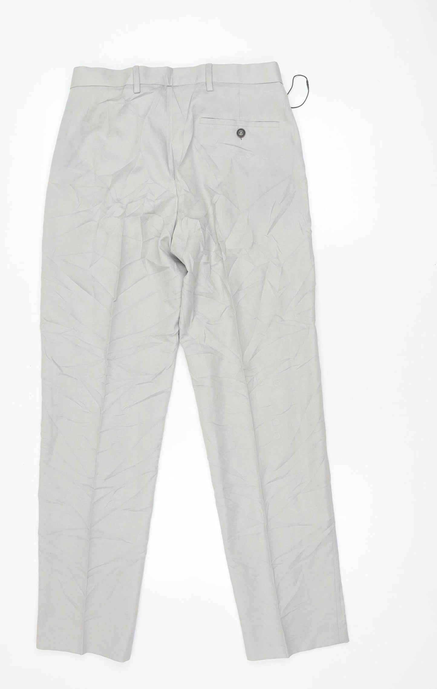 Marks and Spencer Men's Grey 30in Waist 31in Leg Regular Fit Chino Trousers