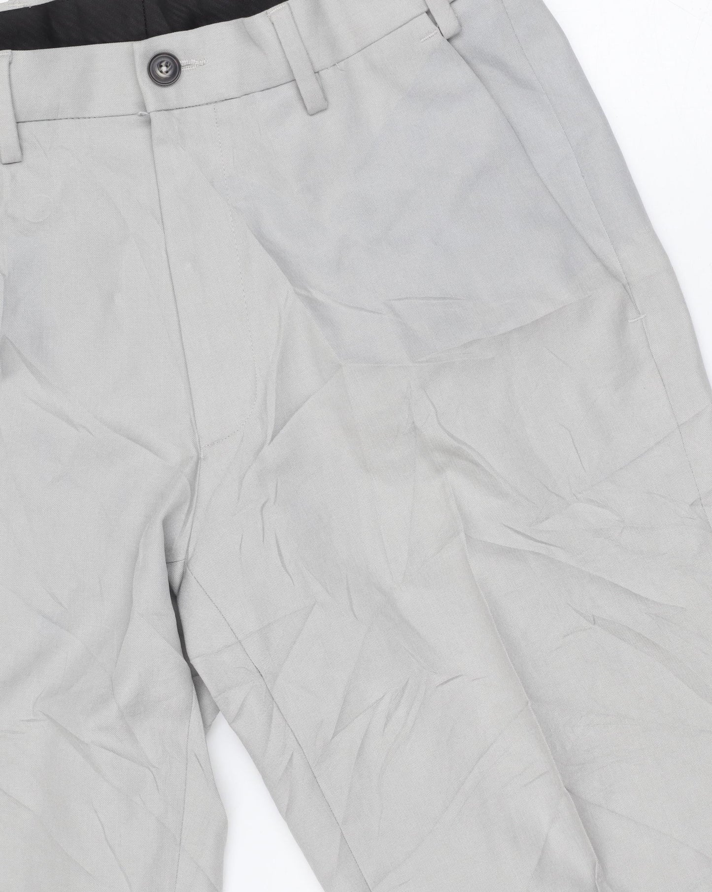 Marks and Spencer Men's Grey 30in Waist 31in Leg Regular Fit Chino Trousers