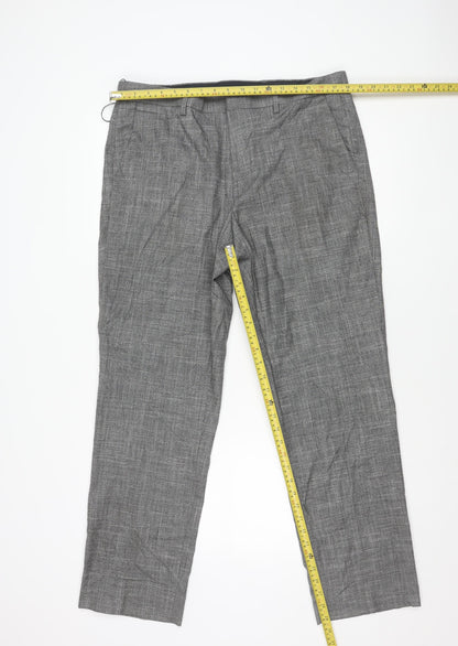 Marks and Spencer Mens Grey Check Dress Pants 36W 31L Regular Fit
