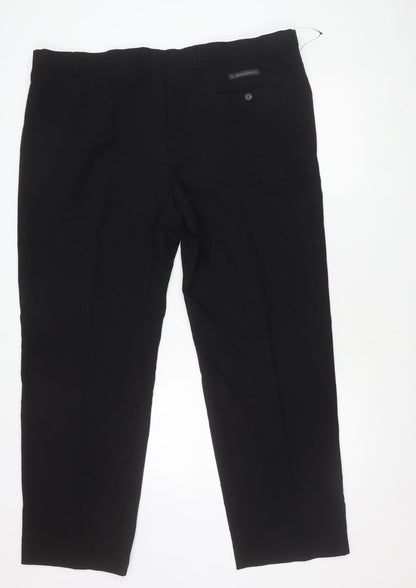 Marks and Spencer Men's Black 3XL Regular Fit Dress Trousers 44x31