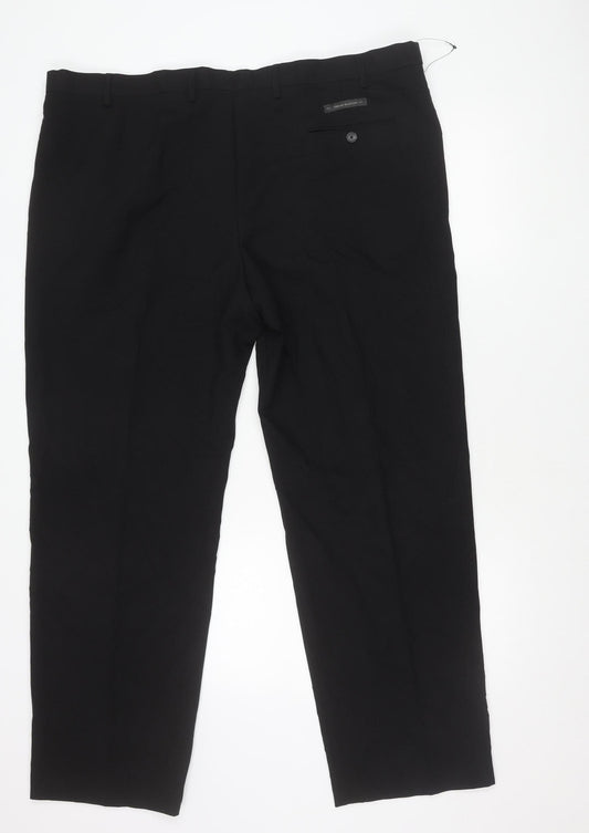 Marks and Spencer Men's Black 3XL Regular Fit Dress Trousers 44x31