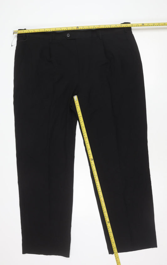 Marks and Spencer Men's Black 3XL Regular Fit Dress Trousers 44x31