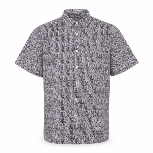 Marks and Spencer Men’s Purple Geometric Short Sleeve Cotton Shirt M