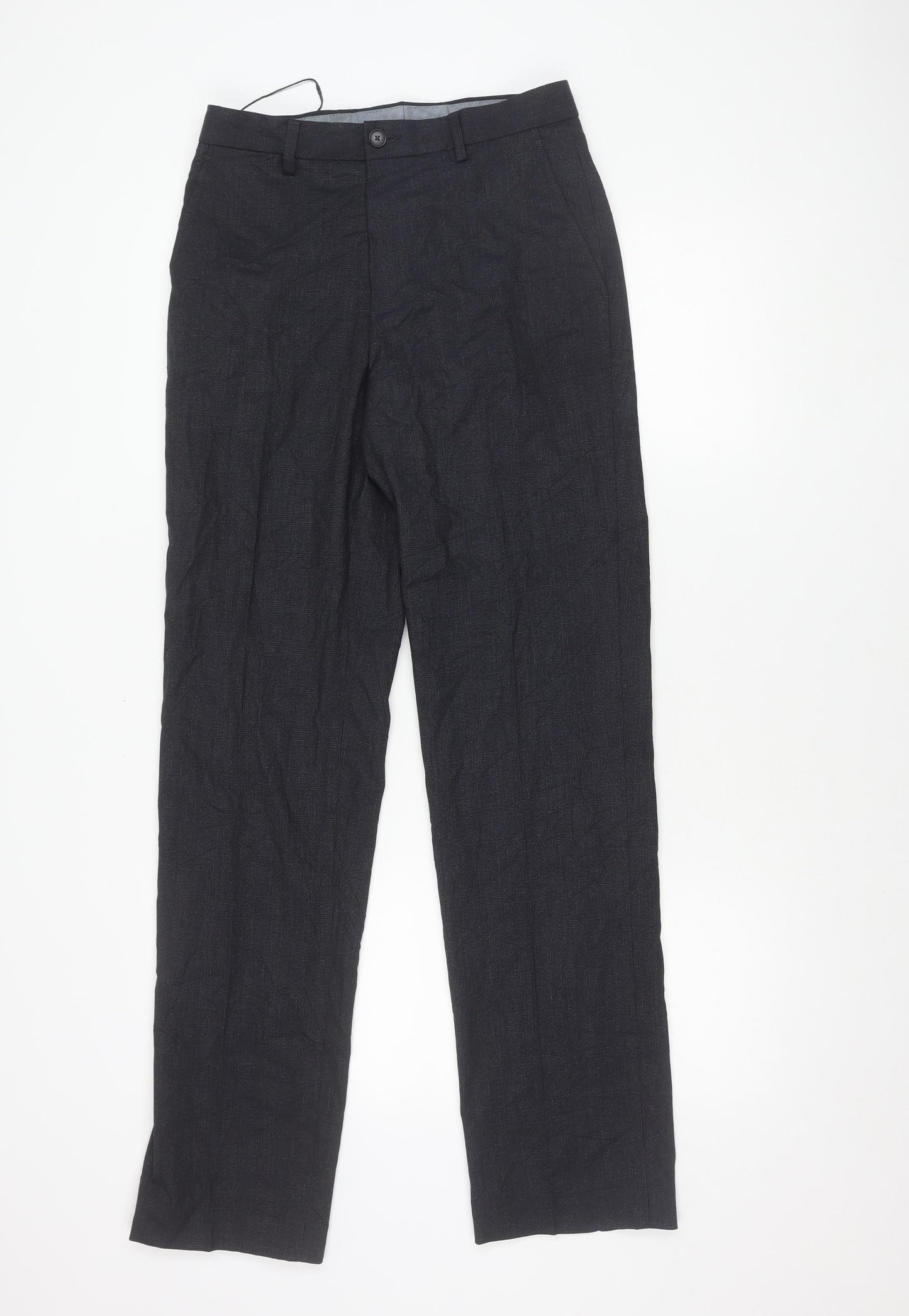 Marks and Spencer Men's Blue 28in Regular Fit Dress Trousers
