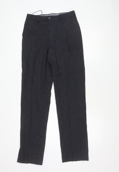 Marks and Spencer Men's Blue 28in Regular Fit Dress Trousers