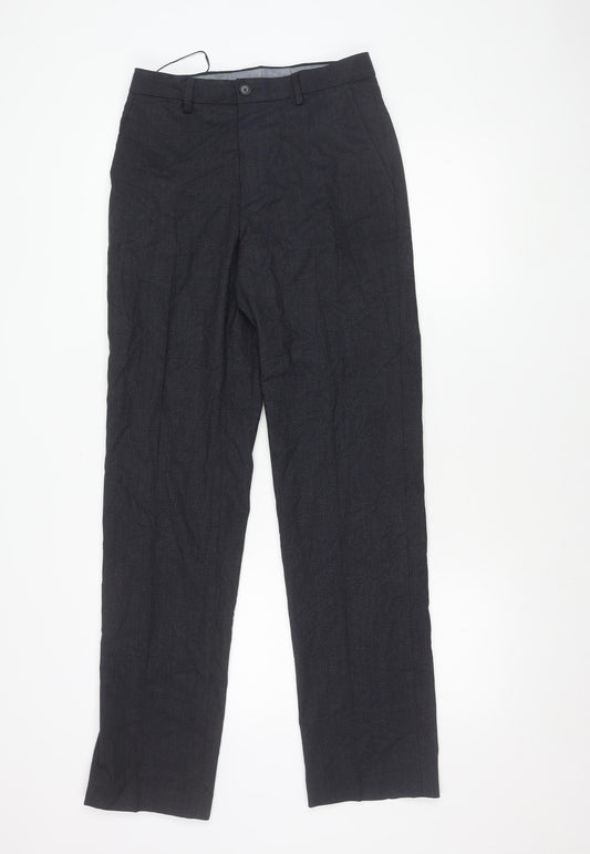 Marks and Spencer Men's Blue 28in Regular Fit Dress Trousers
