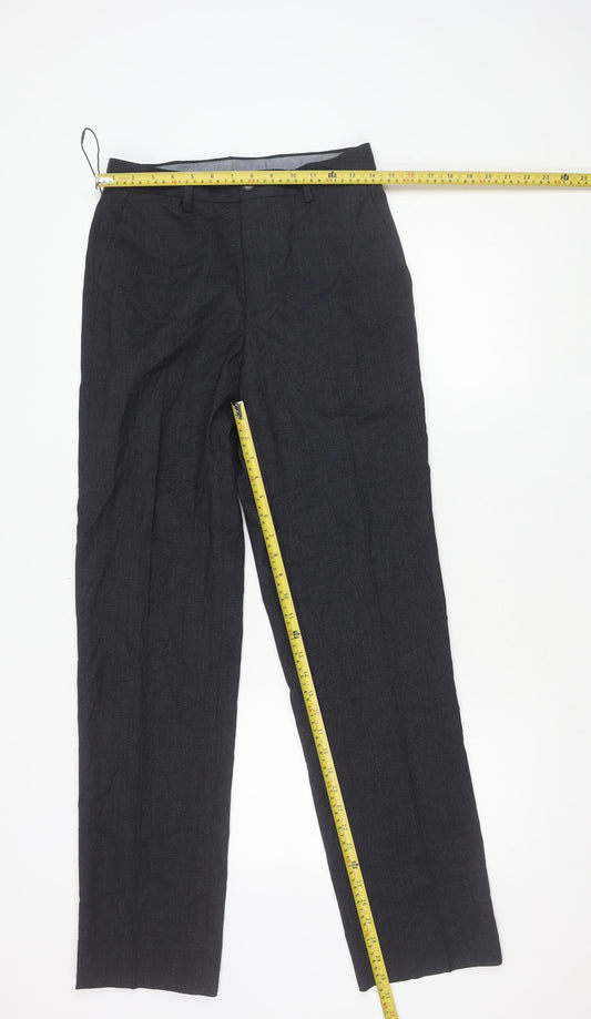 Marks and Spencer Men's Blue 28in Regular Fit Dress Trousers